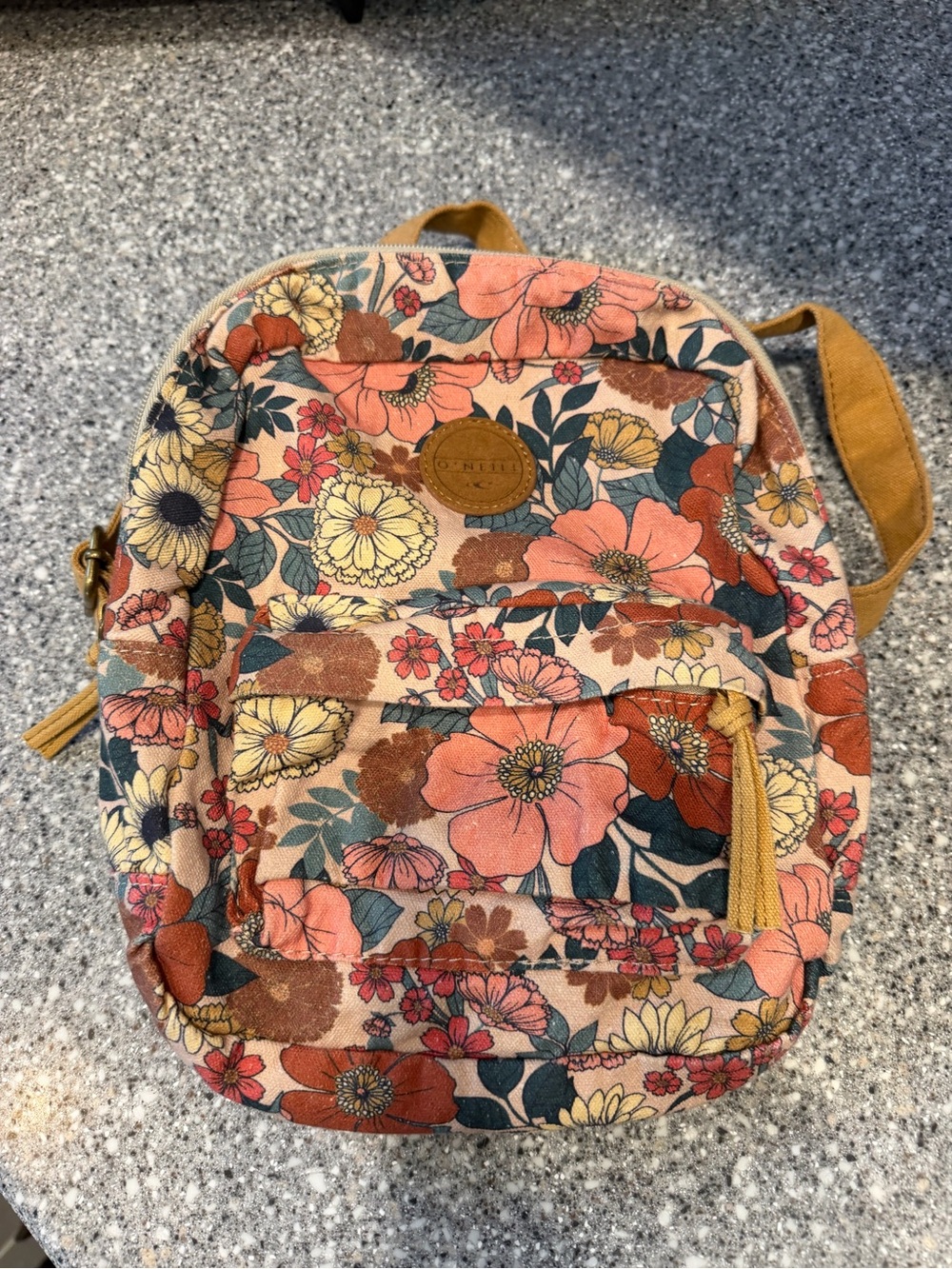 ONeill Shoreline Mini Backpack Floral Print Canvas Multi Colored Flowers